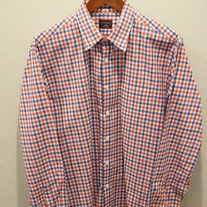 Men's Large Red White Blue Plaid Untuckit Shirt